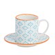 image 4 of Nicola Spring 12 Piece Hand-Printed Espresso Cup & Saucer Set - 65ml - Blue | Blue | Blue | 12