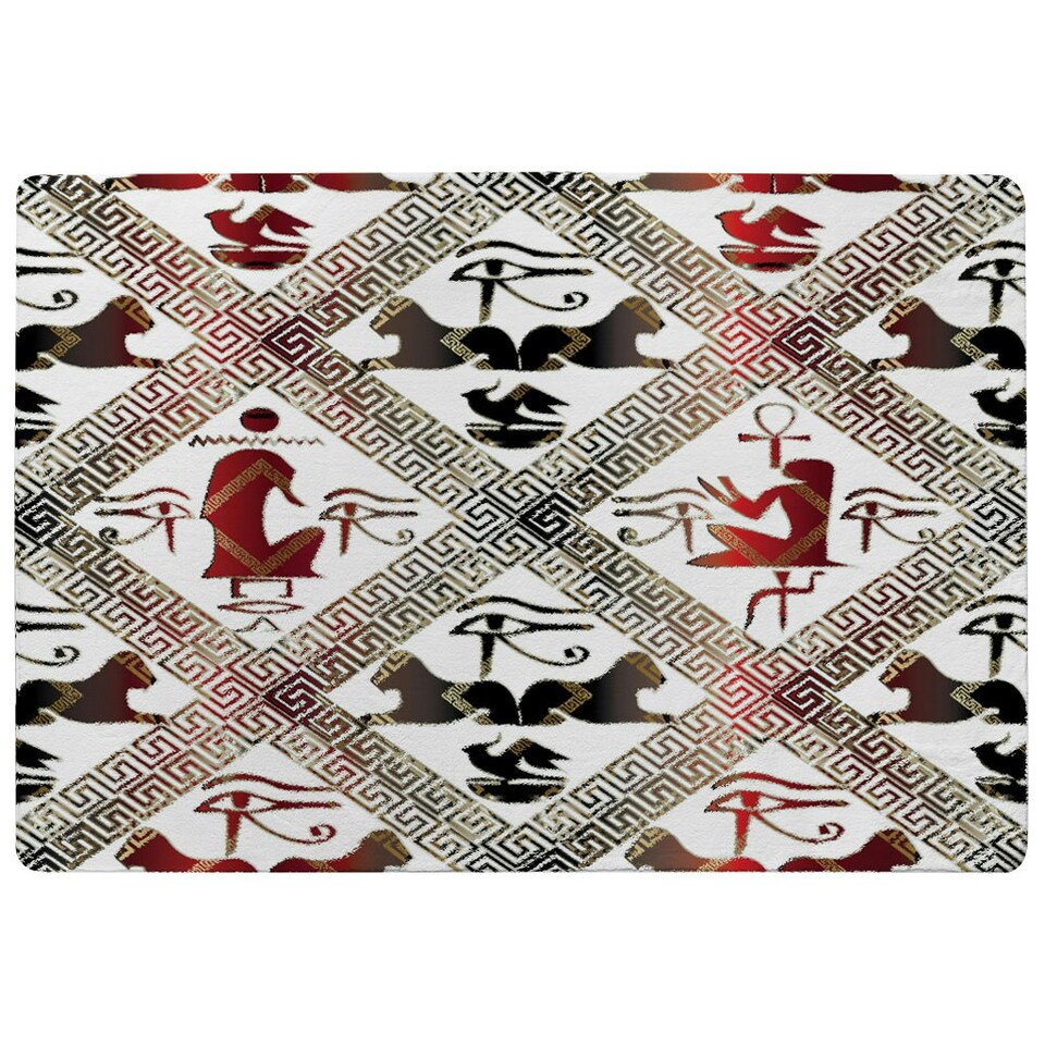 image 1 of Egyptian Hieroglyphs in Red & Black (Rug) Multi | Medium: 80x150cm