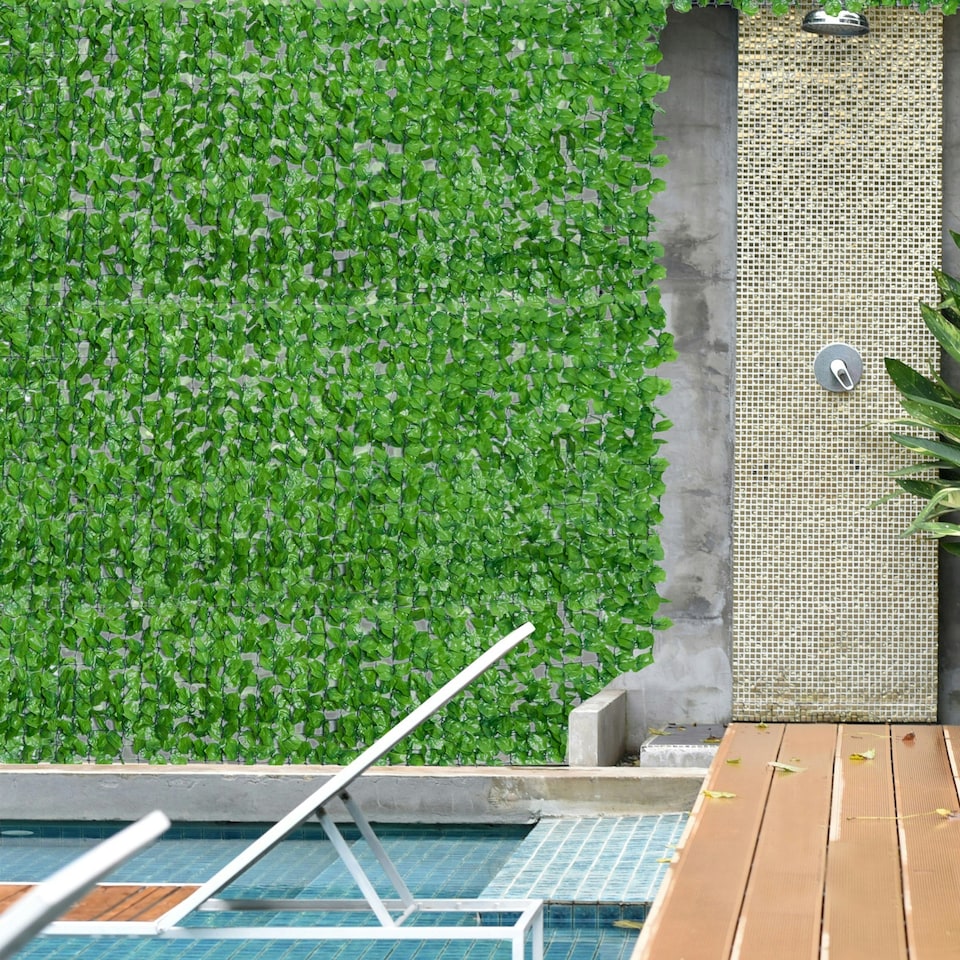 image 1 of Outsunny Decorative Trellis with Artificial Leaves, 3 x 1m, Ivy Leaves