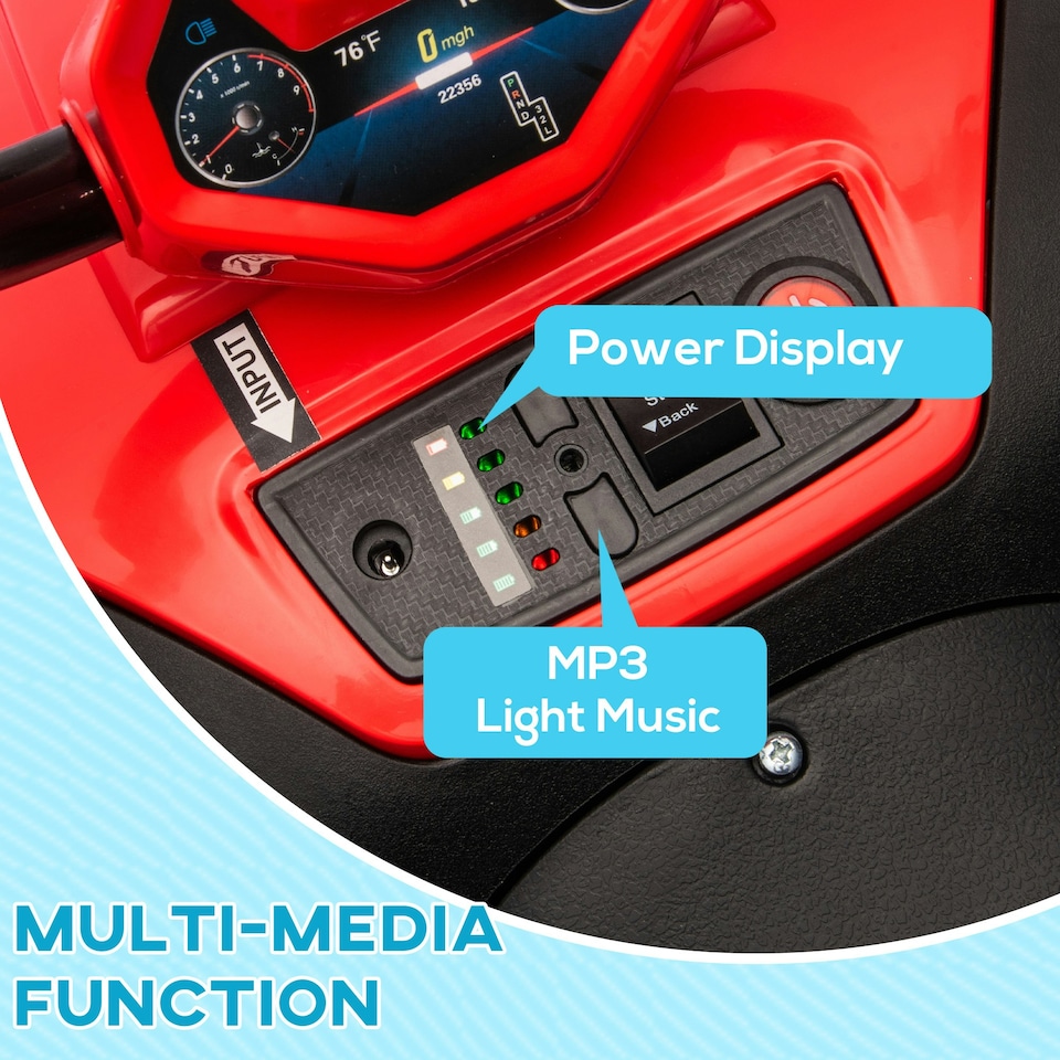 image 1 of AIYAPLAY 12V Kids Electric Quad Bike with 4 Wheels Spring Suspension, Red