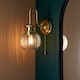 image 2 of Marsala Bathroom Glass Wall Lamp, Satin Brass Plate, Ribbed Glass, IP44