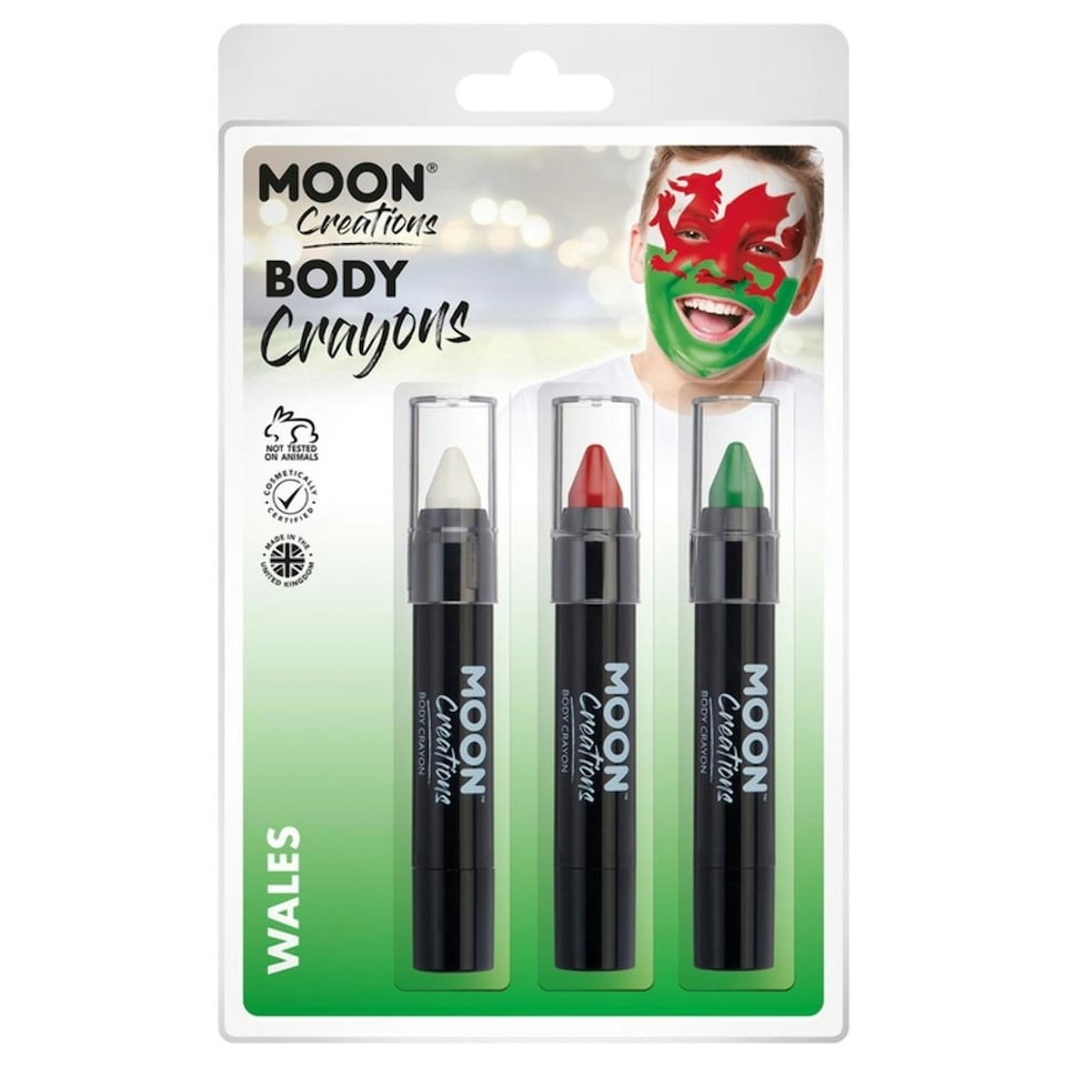 image 1 of Moon Creations Logo Body Crayons - White/Red/Green - One Size