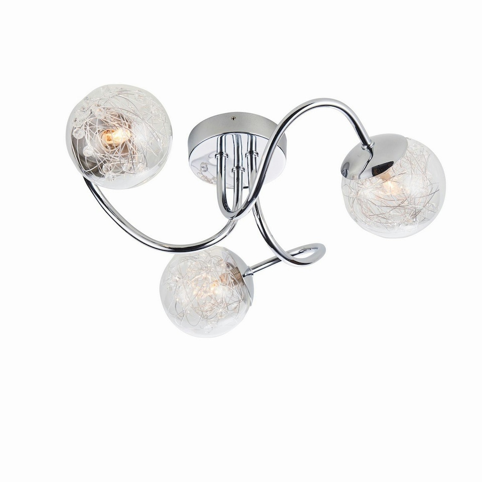 image 1 of Auria LED 3 Light Semi flush Chrome With Chrome Wire, Bead Shade, G9