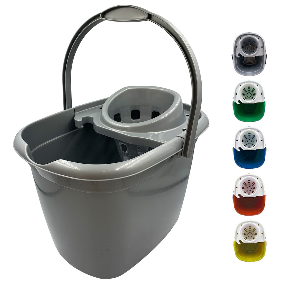 image 1 of Colour Coded Mop Bucket with Removable Wringer 12L Heavy Duty Plastic Cleaning Bucket for Home Kitchen and Catering
