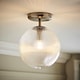 image 2 of ValueLights Kempton Brushed Chrome Ceiling Light Ribbed Globe Shade | Chrome