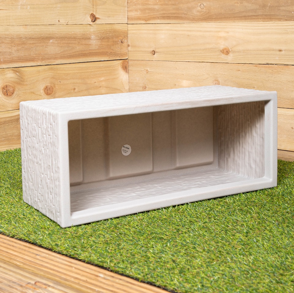 image 1 of 25cm Stone Coloured Plastic Slate Effect Garden Patio Trough