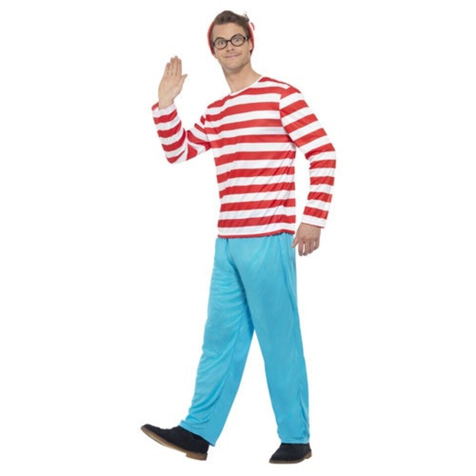image 1 of Where's Wally? Fancy Dress Costume Adult Mens Small Multi | S