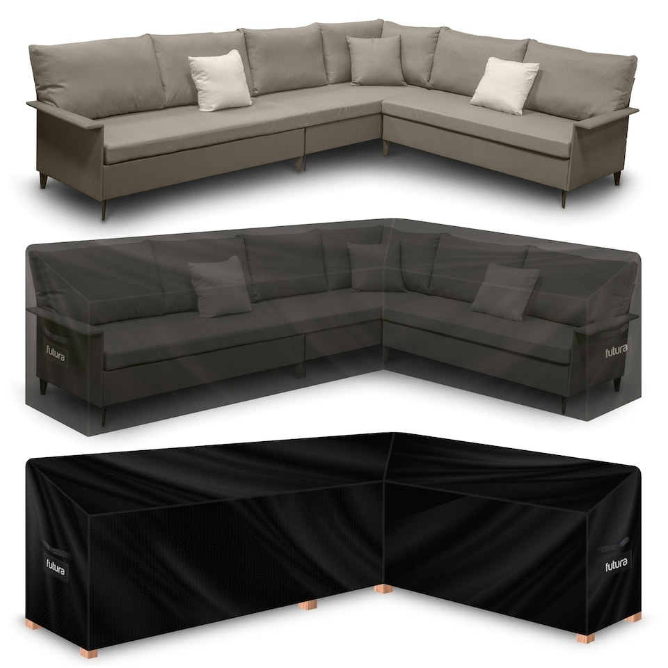 image 1 of Futura L Shape 260x210x80cm Waterproof Garden Furniture Cover 600D | Black | Black | 260x210x80cm | 1