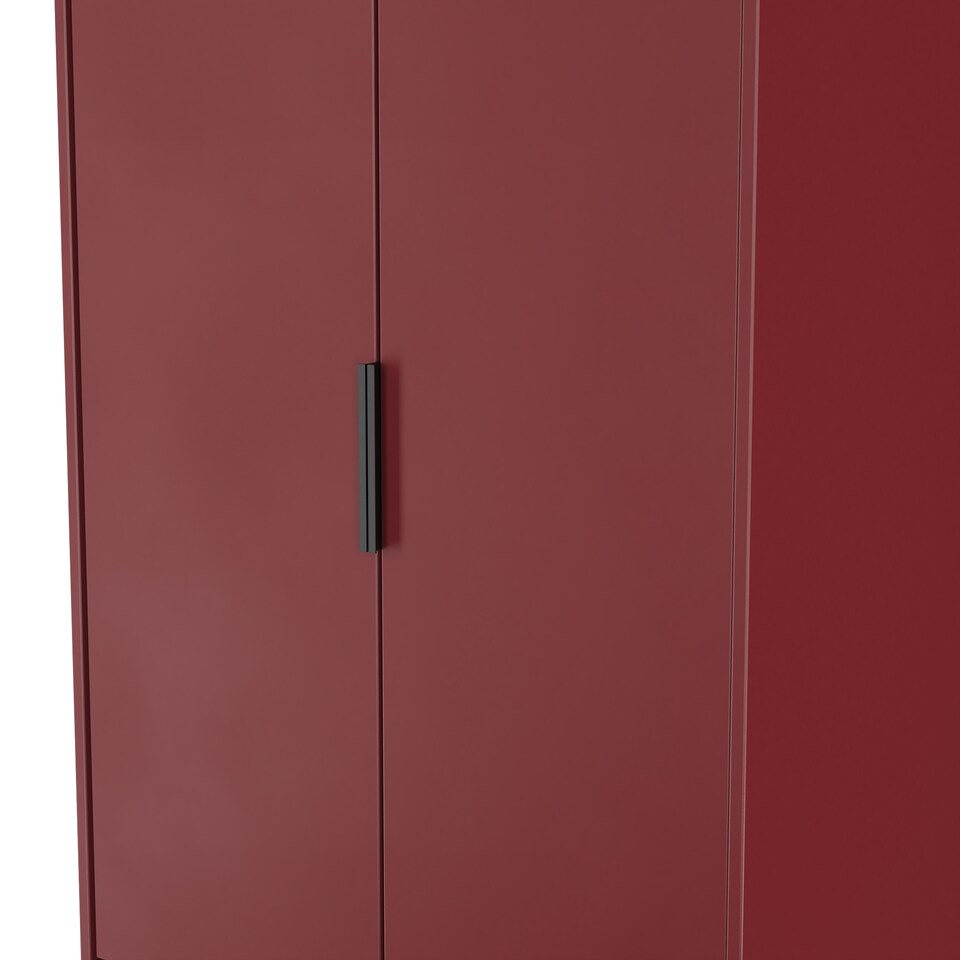 image 1 of Beijing Tall 2 Drawer Double Wardrobe in Red Matt (Ready Assembled) | Red | Red Matt