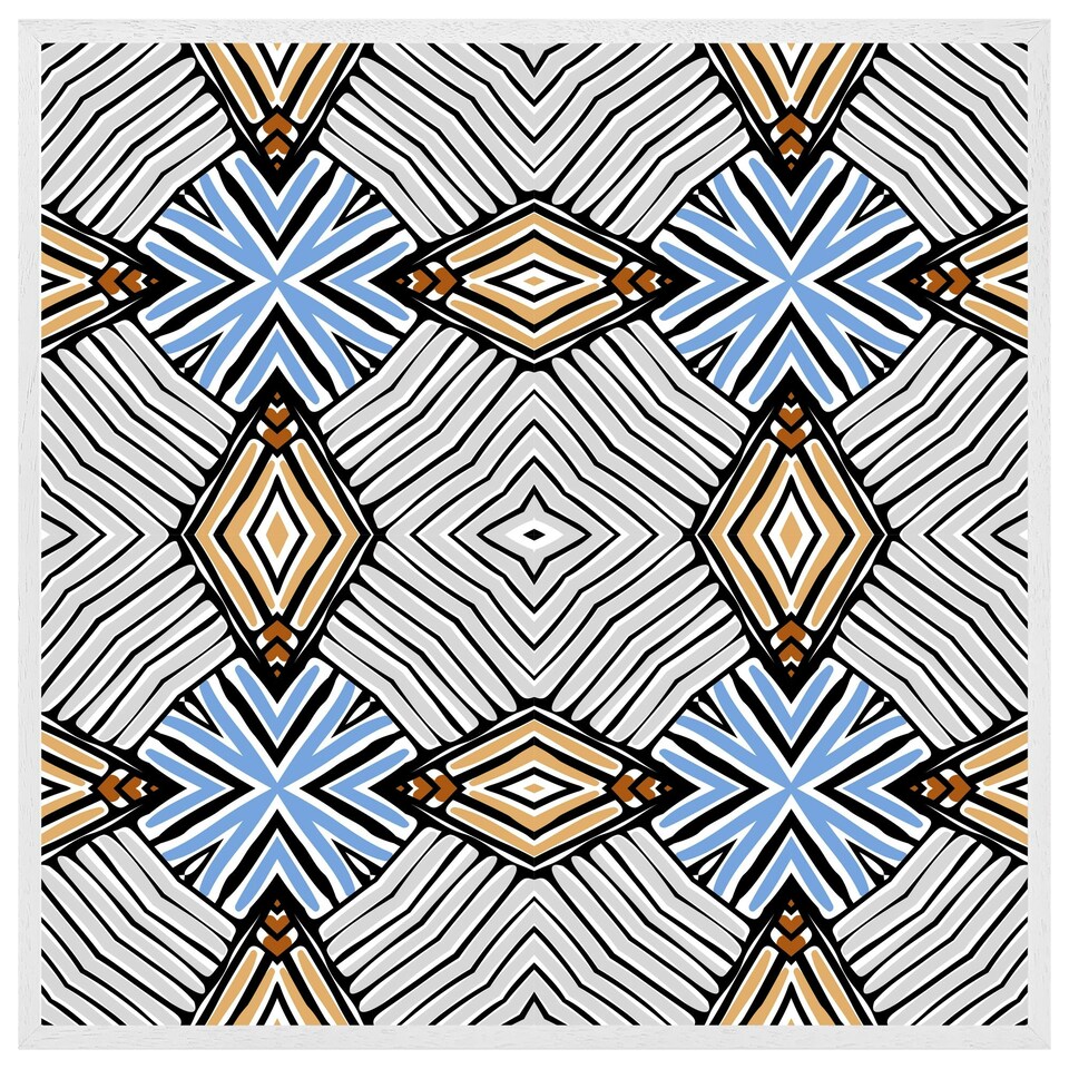 image 1 of Abstract geometric shapes & hand drawn brush stokes (Picture Frame) White | XL