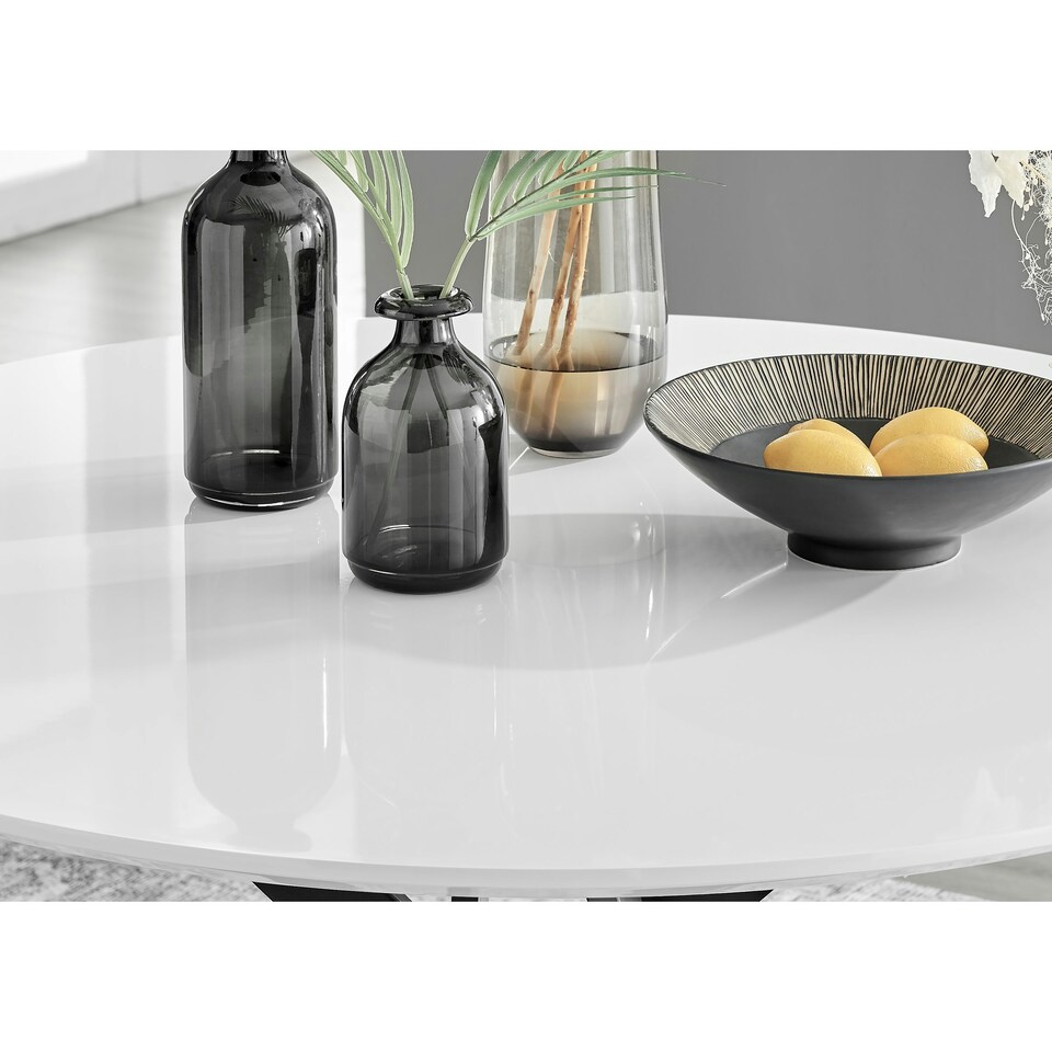 image 1 of Furniturebox Novara 120cm White High Gloss Table (Black)