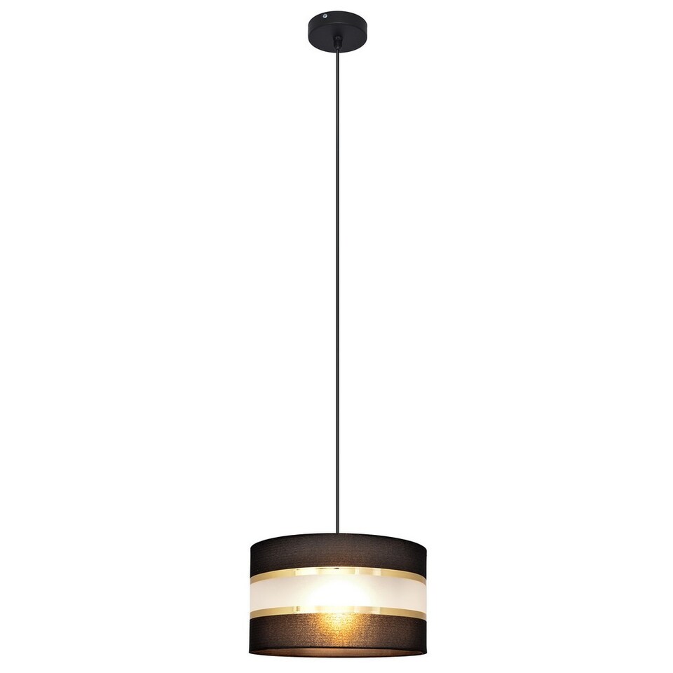 image 1 of Helen Cylindrical Pendant Ceiling Light Black, Gold 25cm