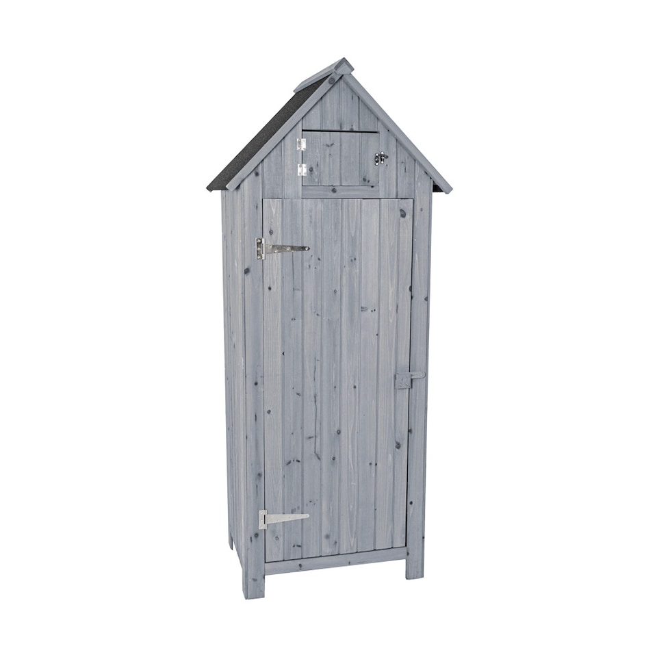 image 1 of JSH Bideford Tall 180cm Wooden Garden Storage Shed Unit with Pitched Roof - Grey