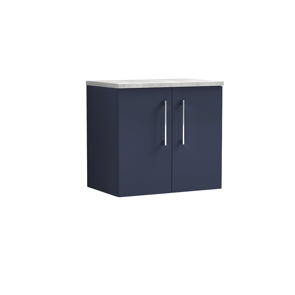 image 1 of Level 600mm Wall Hung 2 Door Unit & Laminate Worktop - Midnight Blue