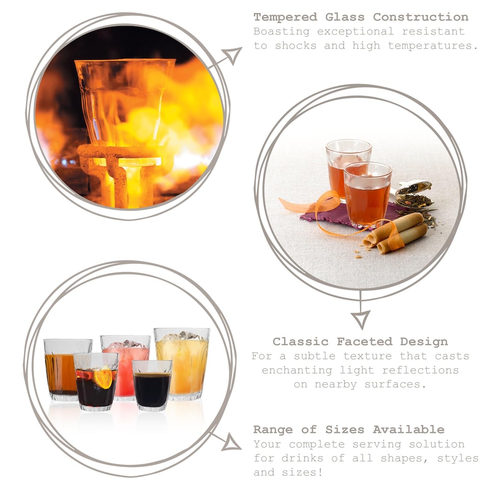 image 1 of Duralex Provence Drinking Glasses - 250ml Tumblers for Water, Juice - Pack of 6 | Clear | Clear