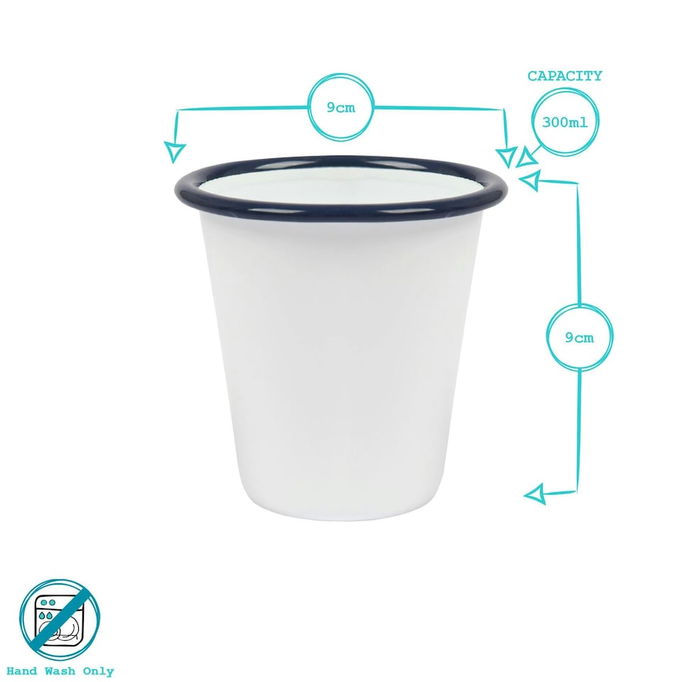 image 1 of Argon Tableware White Enamel Tumblers - 300ml - Blue - Pack of 3 Blue