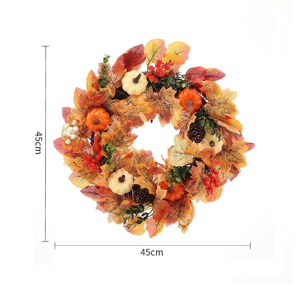 image 1 of Living and Home Halloween Garland with Holly berries Pine cones Maple & Pumpkins