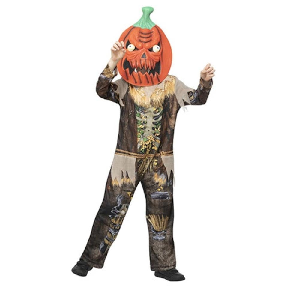 image 1 of Pumpkin Scarecrow Reaper Fancy Dress Costume Kids Unisex Medium - Age 7-9