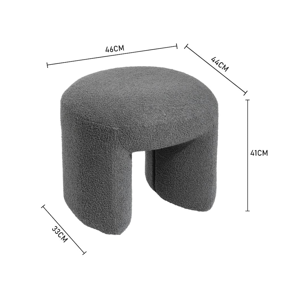 image 1 of Living and Home Modern Teddy Bear Fur Upholstered Ottoman - Grey