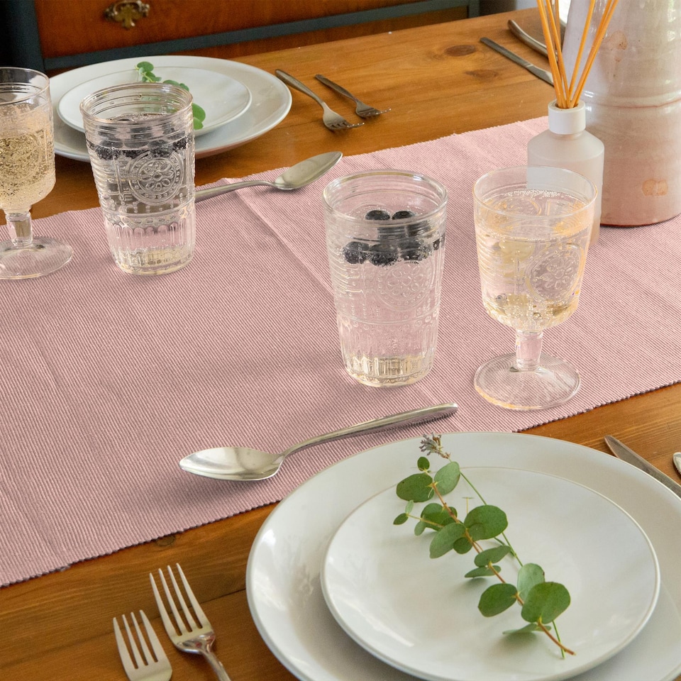 image 1 of Nicola Spring Cotton Fabric Table Runner - 48cm x 183cm - Baby Pink | Pink | Baby Pink