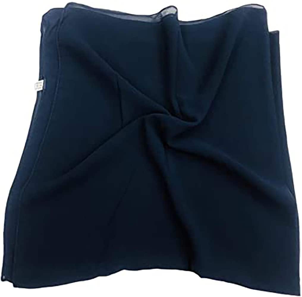 KAV Women Plain Elegant Chiffon Head Scarf Hijab, Silk Changer and Colour Turban Light Hair Wrap for Girls - (Navy Blue)