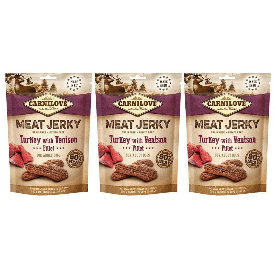 image 1 of Carnilove Jerky Turkey with Venison Fillet 100g (3 Packs)