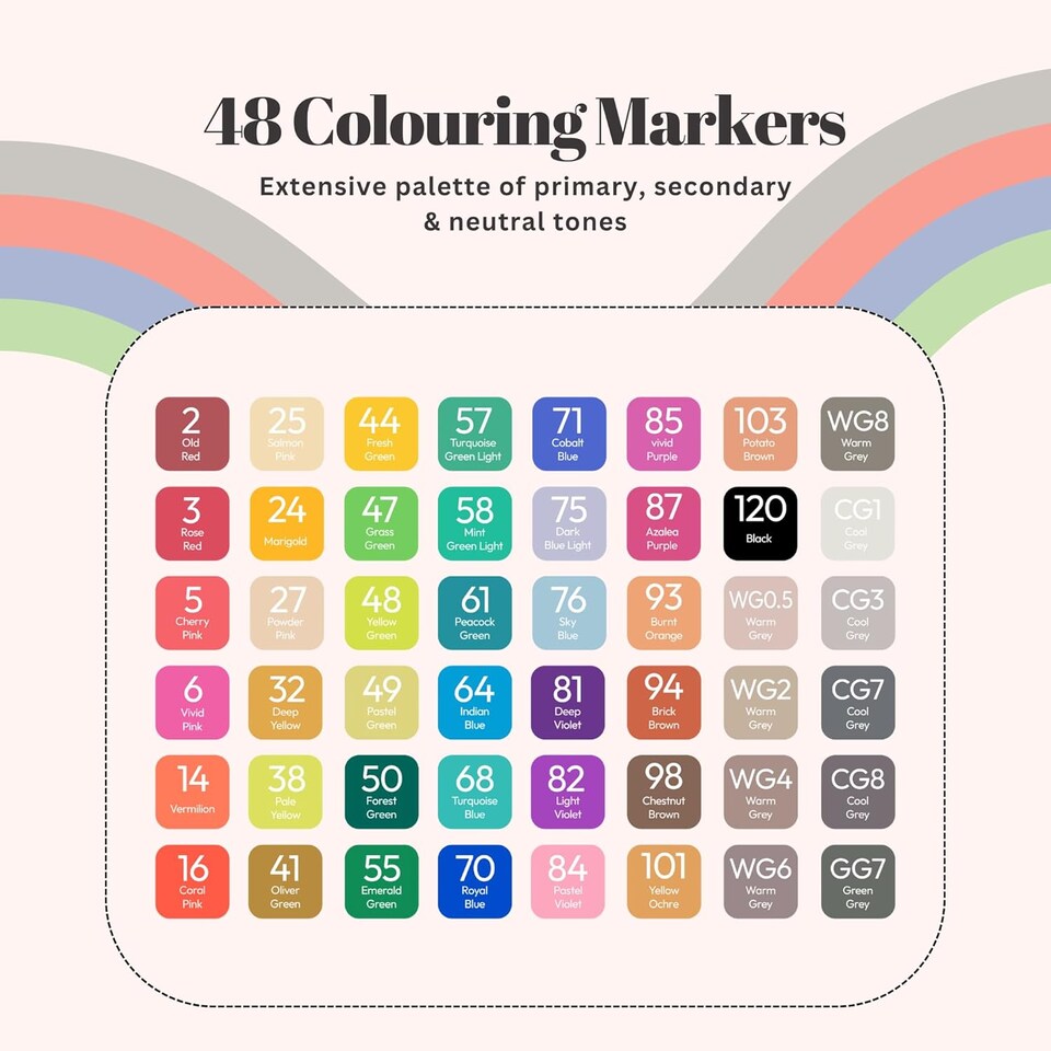 image 1 of Straame Alcohol Markers – Dual-Tip Colouring Pens, (Set of 48)