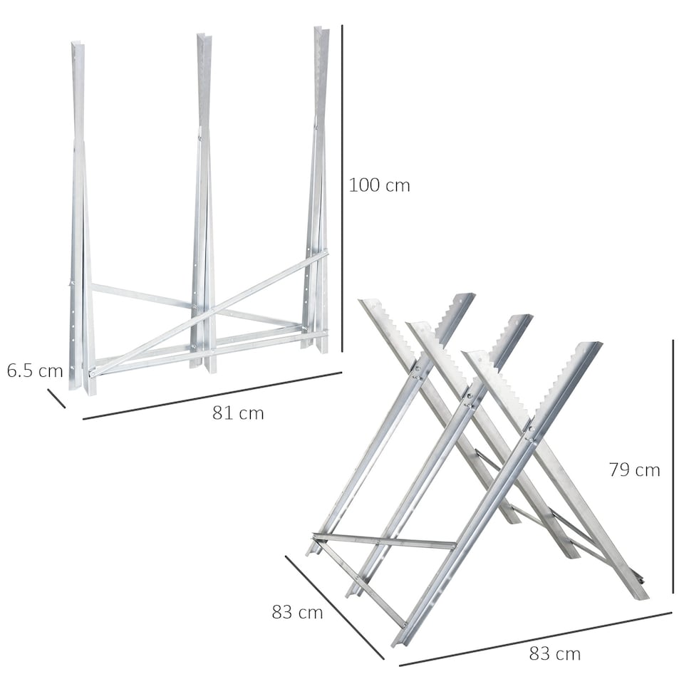 image 1 of DURHAND Portable Sawhorse Heavy Duty Steel Adjustable Work Support, Foldable Sawhorse Stand 100 kg Weight Capacity, Silver Tone