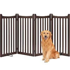 Yaheetech 4-Panel Pet Puppy Fence with Two Support Feet, 50 × 90.5 cm N/A | Espresso