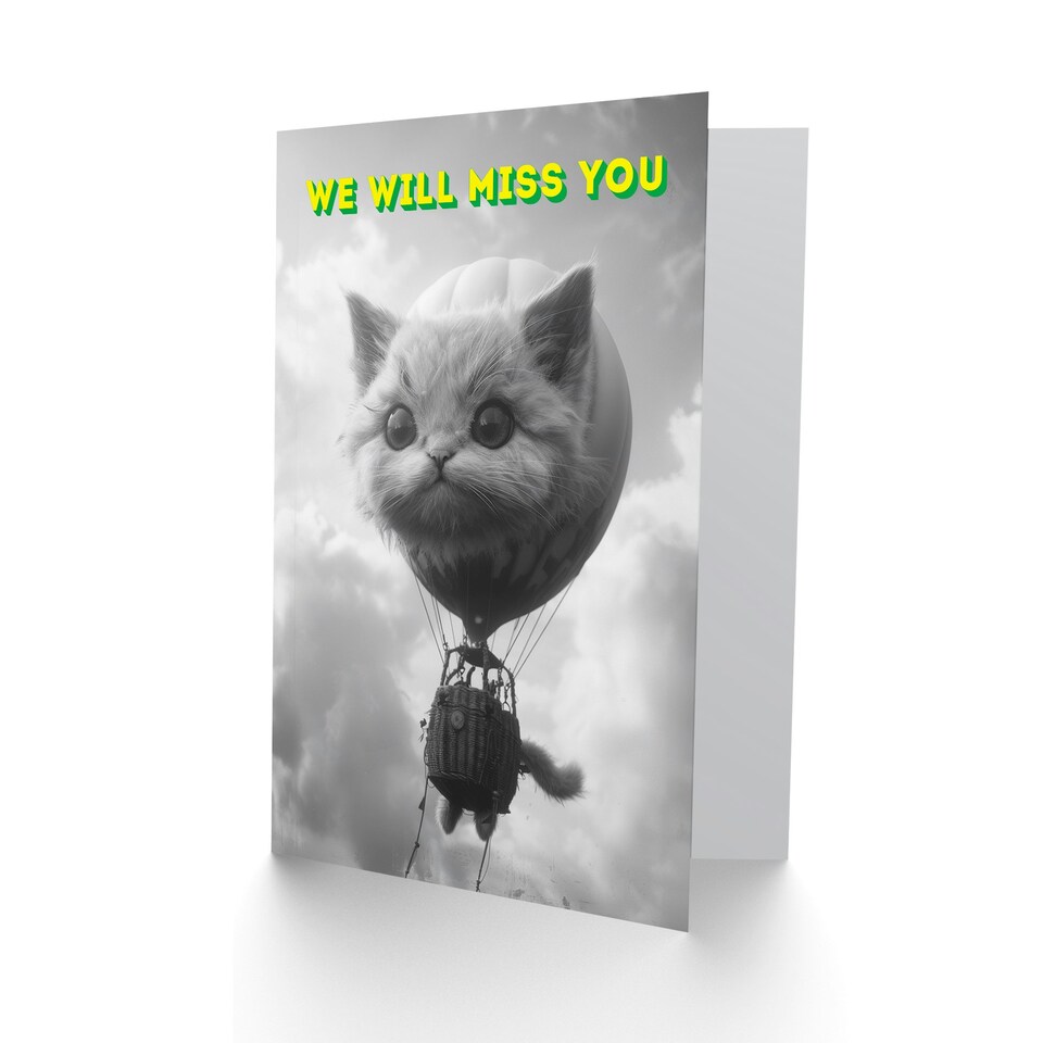 image 1 of Miss You Surreal Lover Air Balloon Travel Art Card