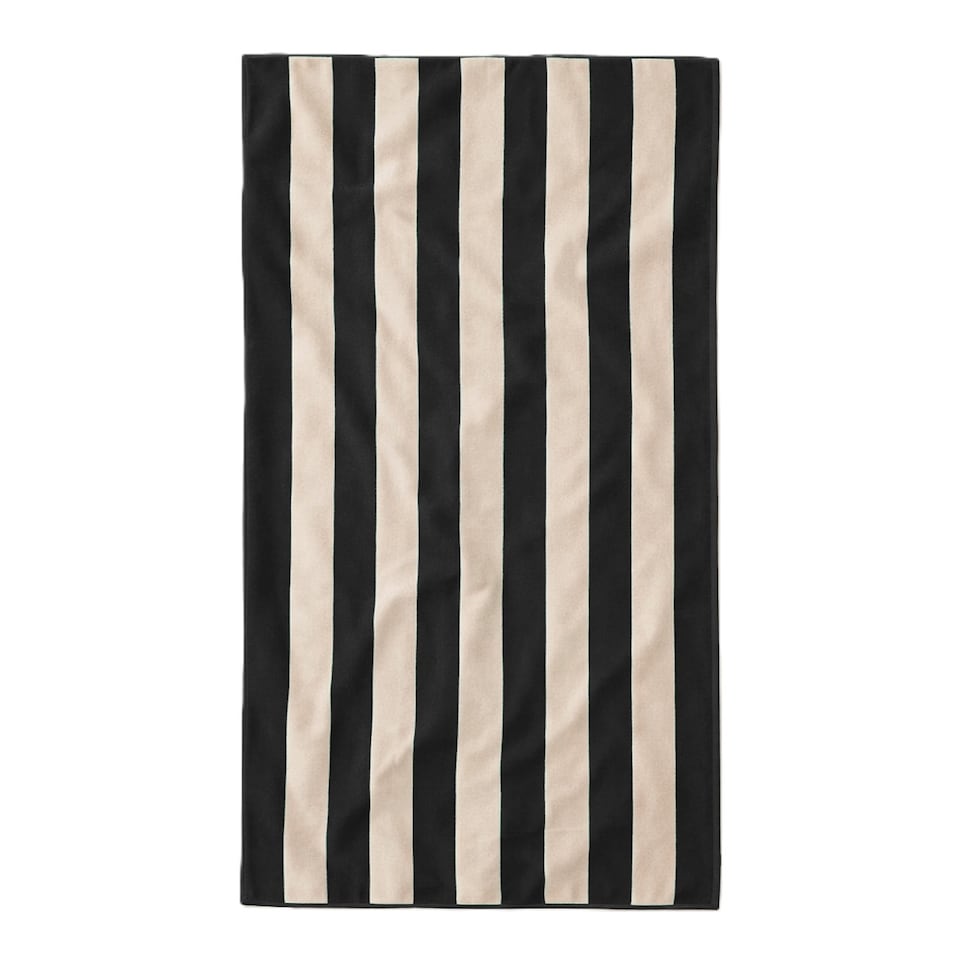 image 1 of Extra Large Organic Cotton Striped Beach Towel | Black | Black/Natural | One size | 1