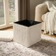 image 2 of OHS Soft Fleece Ribbed Foldable Cube Footstool Seat Storage Organiser Ottoman Cream