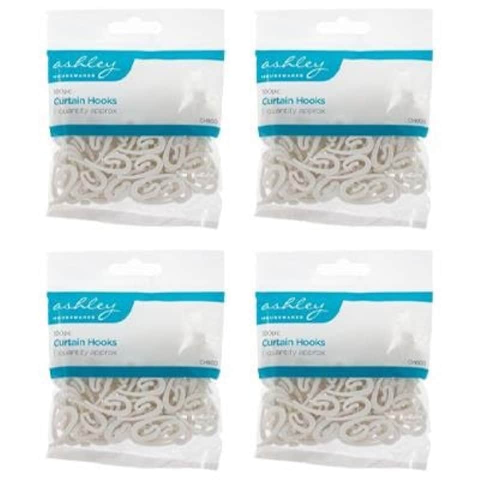 Ashley Plastic Curtain Hooks - White - Pack of 400