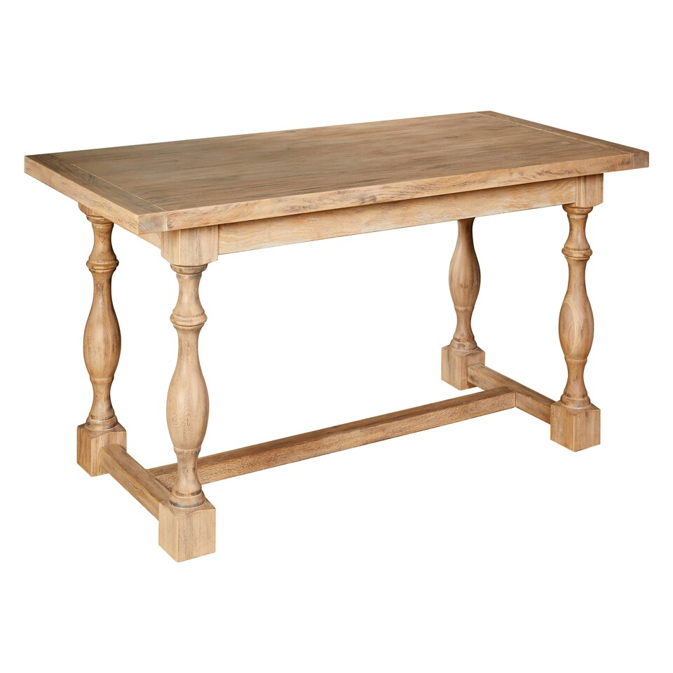 image 1 of Interiors By Premier Solid Whitewash Dining Table, American Oak Constructed Small Dining Table, Stable Kitchen Table For Dinner Brown