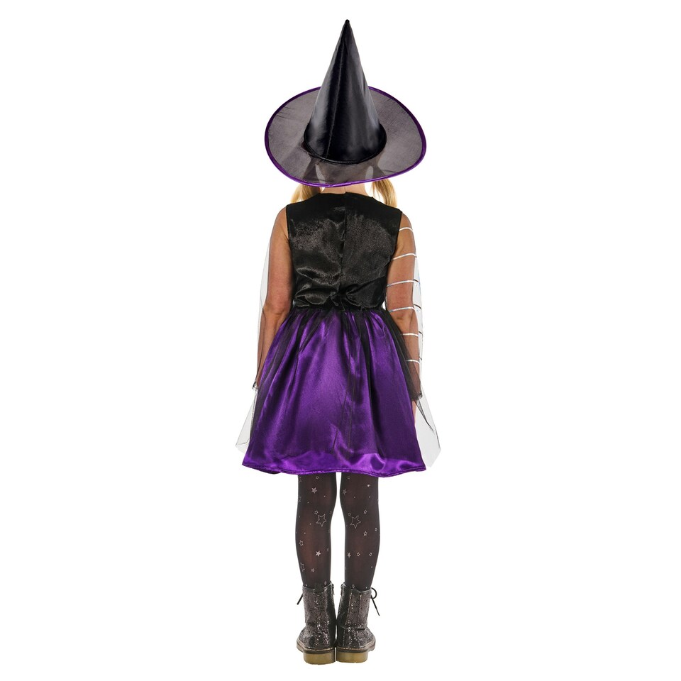 image 1 of Bristol Novelty Girls Cobweb Witch Costume - Black/Purple - 3-4 Years 3