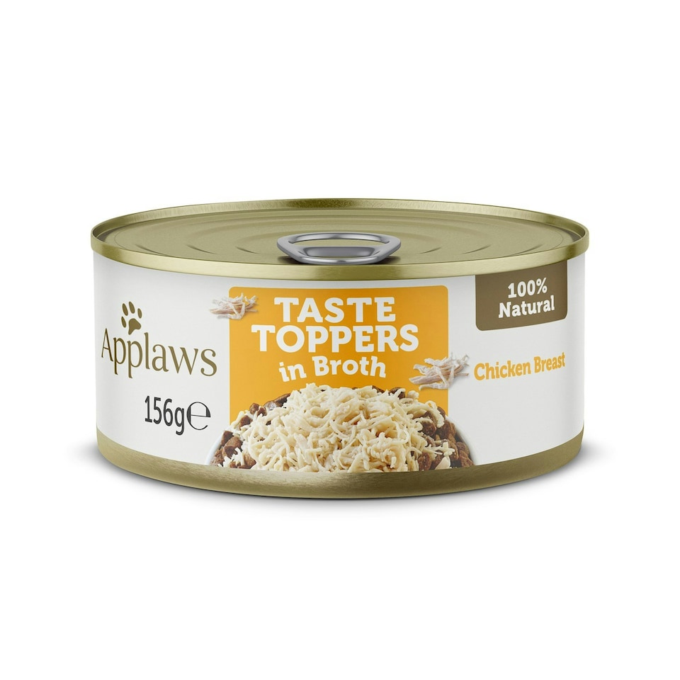 image 1 of 24 x 156g Applaws Taste Toppers 100% Natural Dog Tin Chicken Breast in Broth