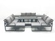 image 2 of Fimous 11 Seater Garden Sofa Set Aluminium Furniture Rising Dining Tabe Set with 2 Side Tables 2 Big Footstools Dark Grey