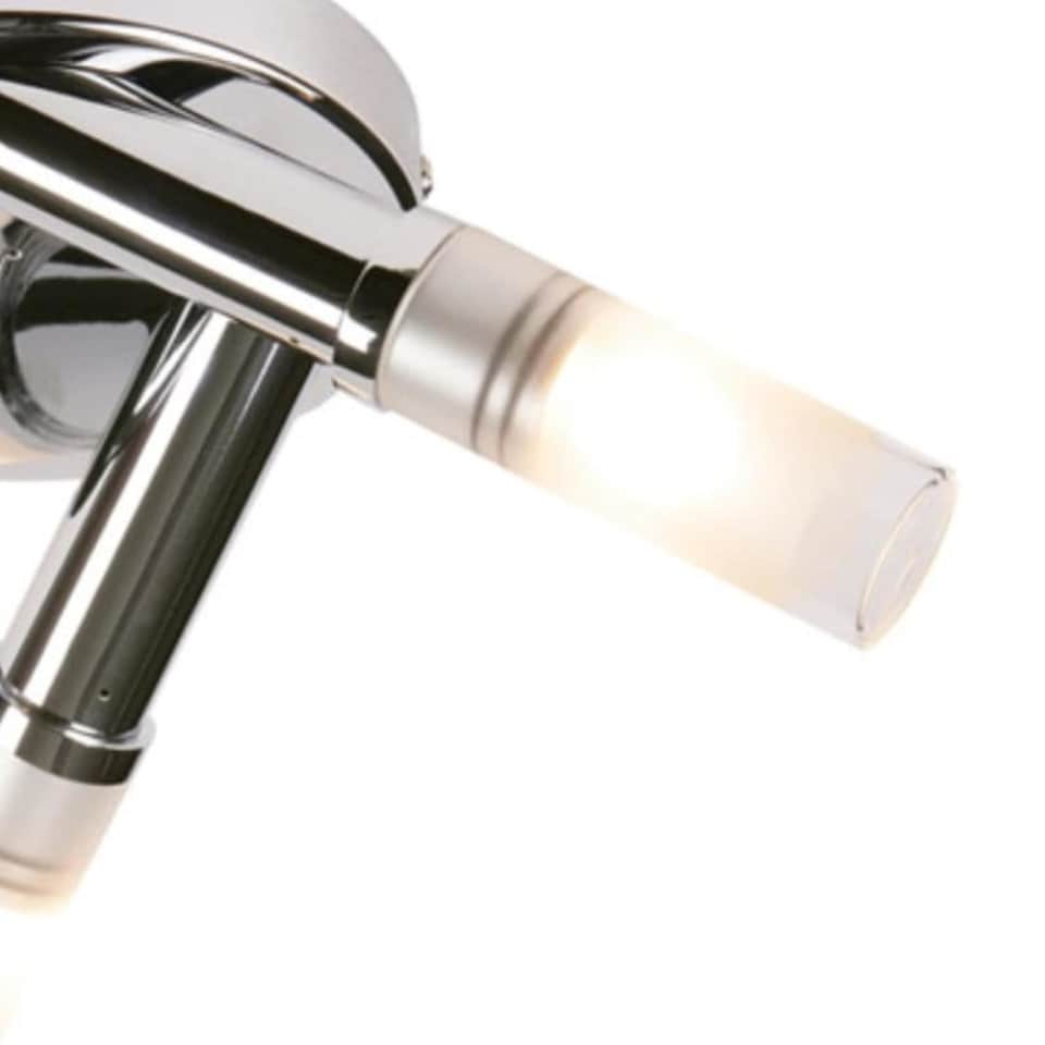 image 1 of Set of 2 Chrome IP44 Bathroom Triple Ceiling Lights | Chrome | White | 2
