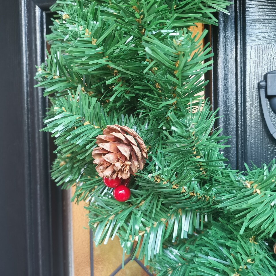 image 1 of 50cm Premier Christmas Wreath With Festive Berry and Cones