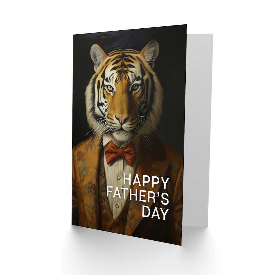 image 1 of Fathers Day Classy Tuxedo Boss Tiger Dad Card