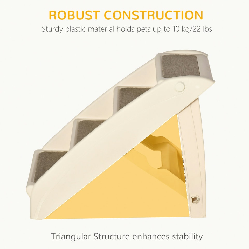 image 1 of PawHut Four-Step Foldable Pet Stairs w/ Non-Slip Mats, for S, XS Dogs - Beige