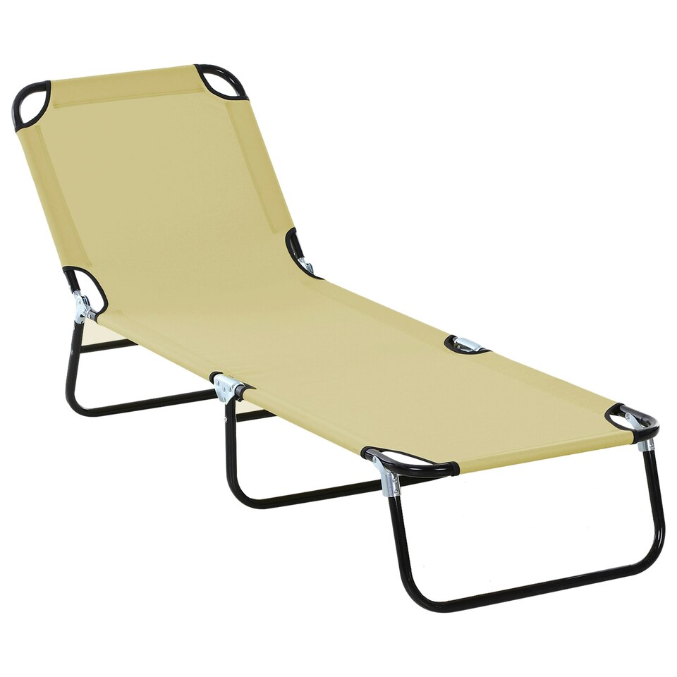 image 1 of Outsunny Folding Lounge Chair Outdoor Chaise Lounge for Bench Patio Beige