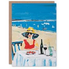 Beach Holiday Vacation Oil Woman Birthday Card