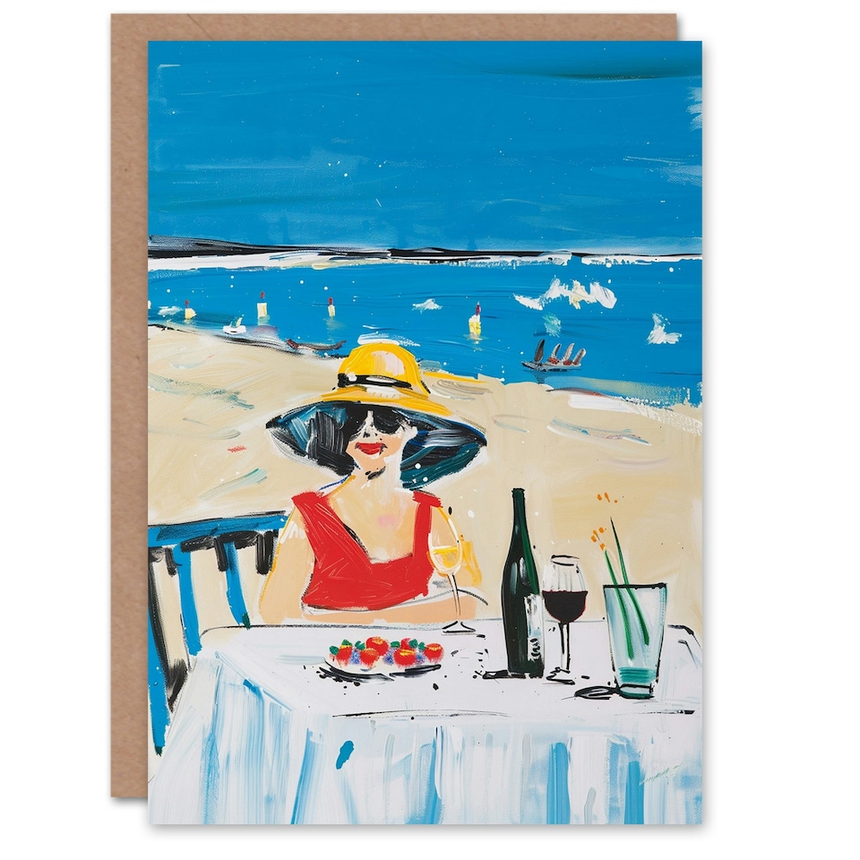 image 1 of Beach Holiday Vacation Oil Woman Birthday Card