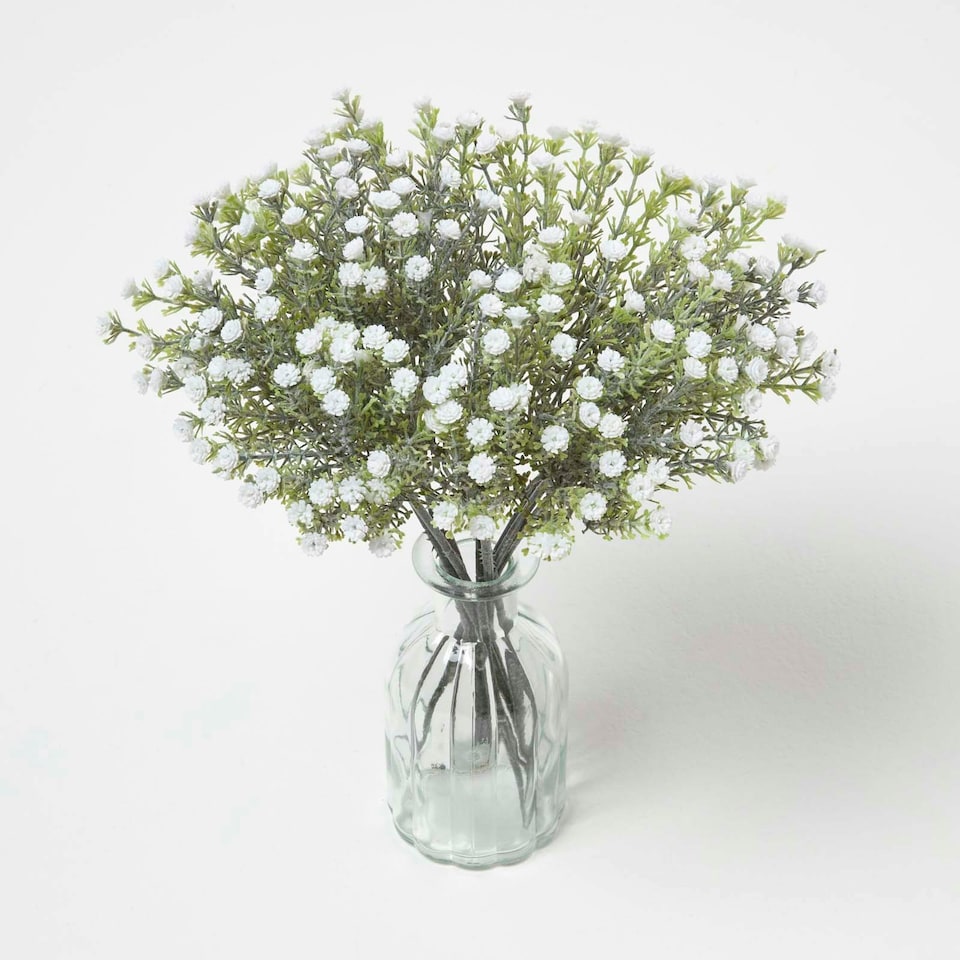 image 1 of Homescapes Artificial Flower White Baby's Breath Bouquet, 32 cm