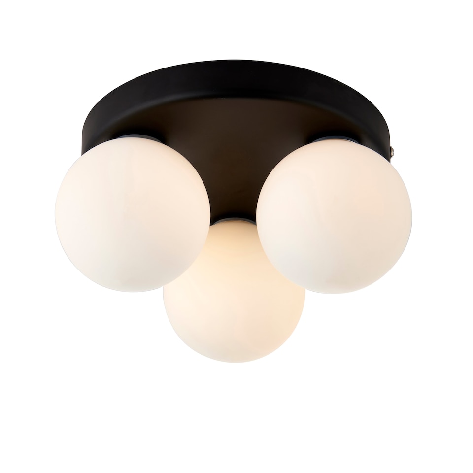 image 1 of Toronto 3 Light IP44 Flush Matte Black Ceiling Light