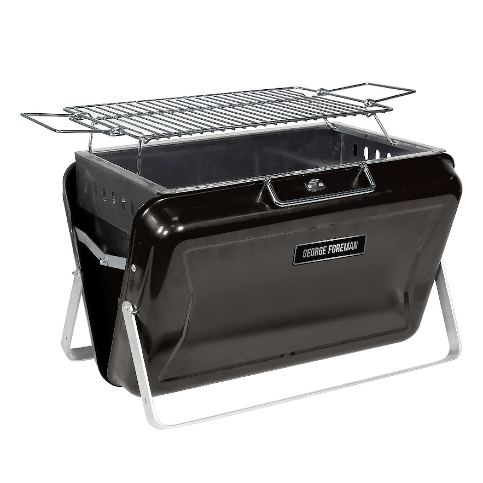 image 1 of George Foreman GFPTBBQ1005B Portable Briefcase Charcoal BBQ Black