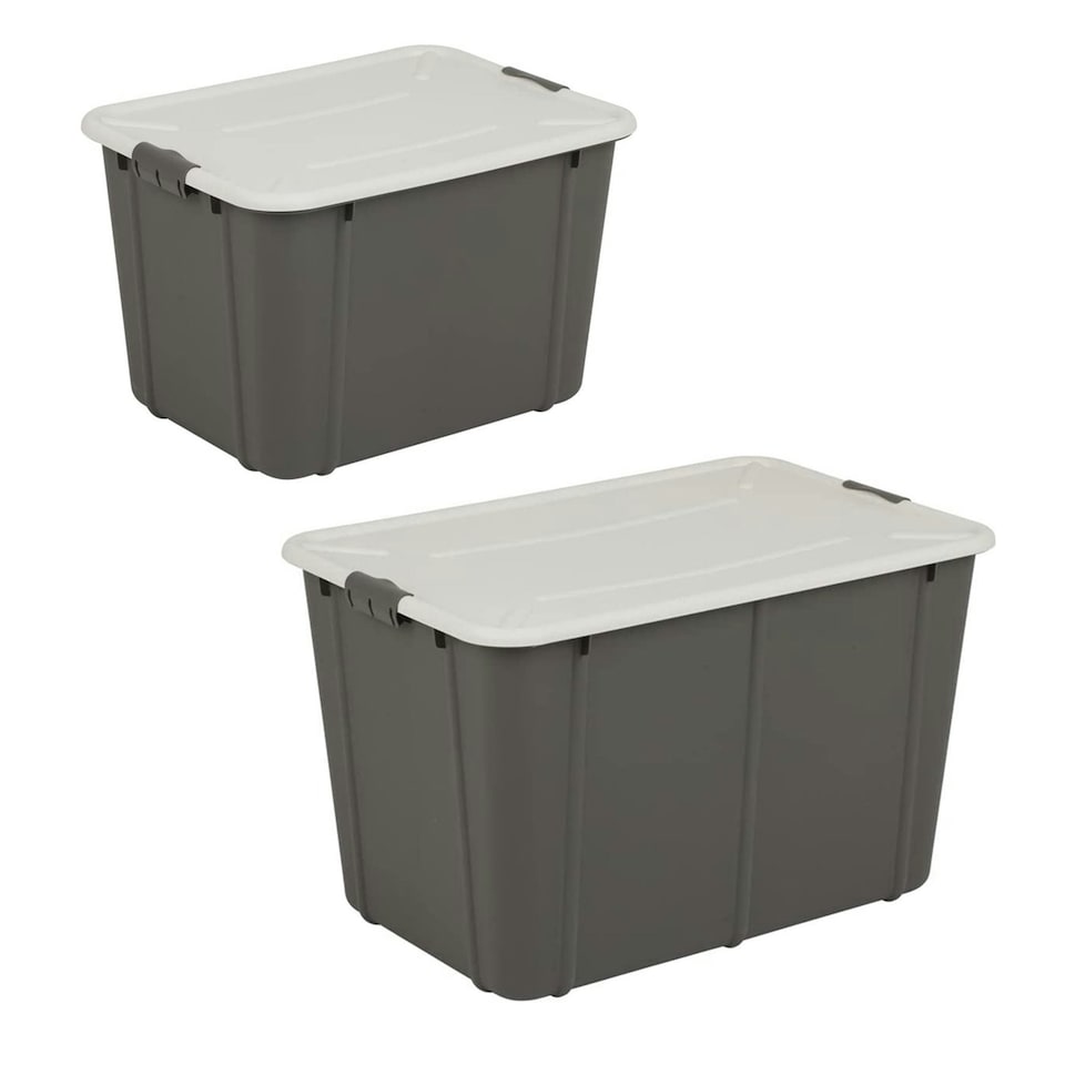 image 1 of 2 x 16L Grey Organic Multi Capacity Stackable Large Reinforced Storage Containers With Clip Lock Lids | Grey