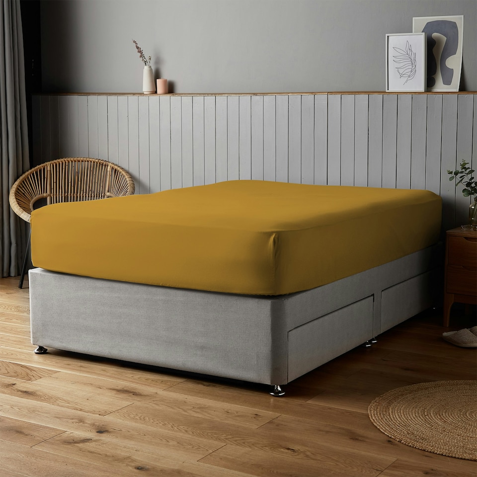 image 1 of Silentnight Supersoft Fitted Sheet Yellow | Ochre | Double