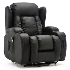Caesar Dual Motor Rise Recliner Bonded Leather Heat And Massage Chair (Black)